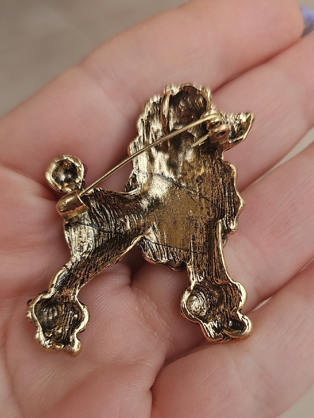 Poodle Dog Sparkling Rhinestone Brooch - Picture 4 of 4